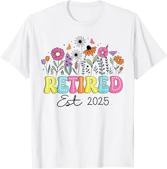Retired Est 2025 Boho Floral Retirement Retire Teacher Women T-Shirt