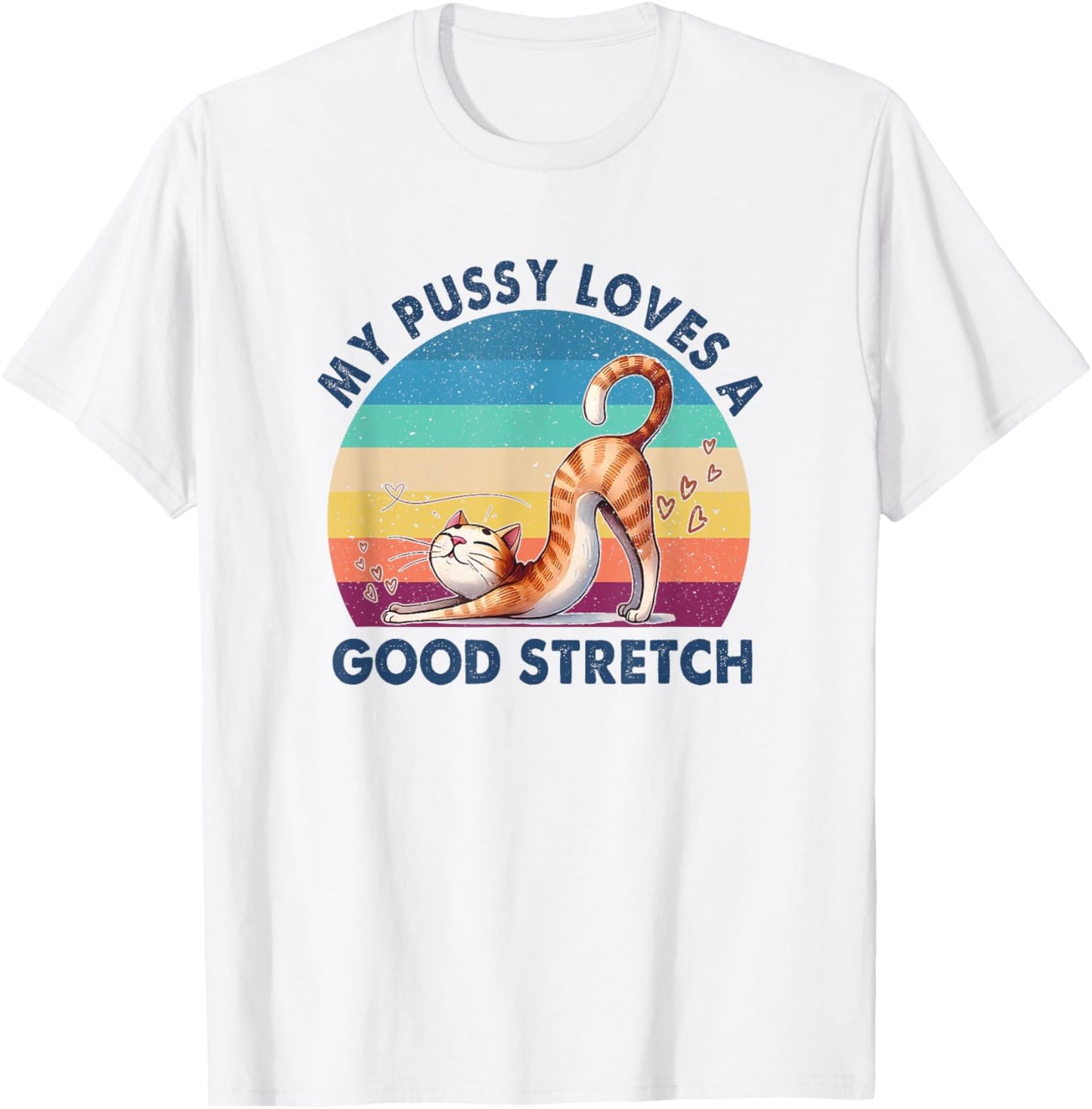 My Pussy Loves A Good Stretch Inappropriate Adult Humor Cat T-Shirt
