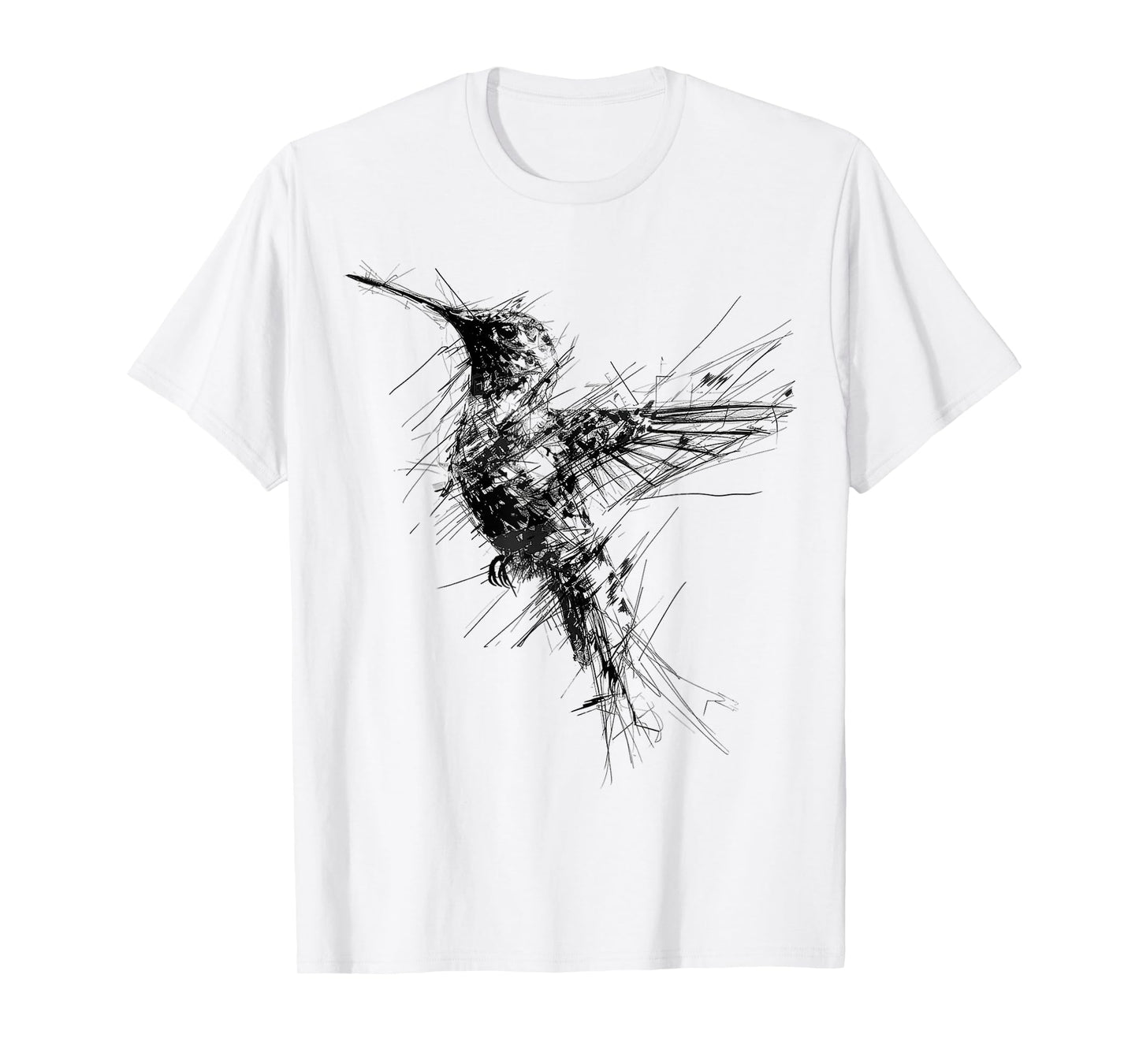 Hummingbird Art Drawing Animal Abstract Graphic Hummingbird T-Shirt