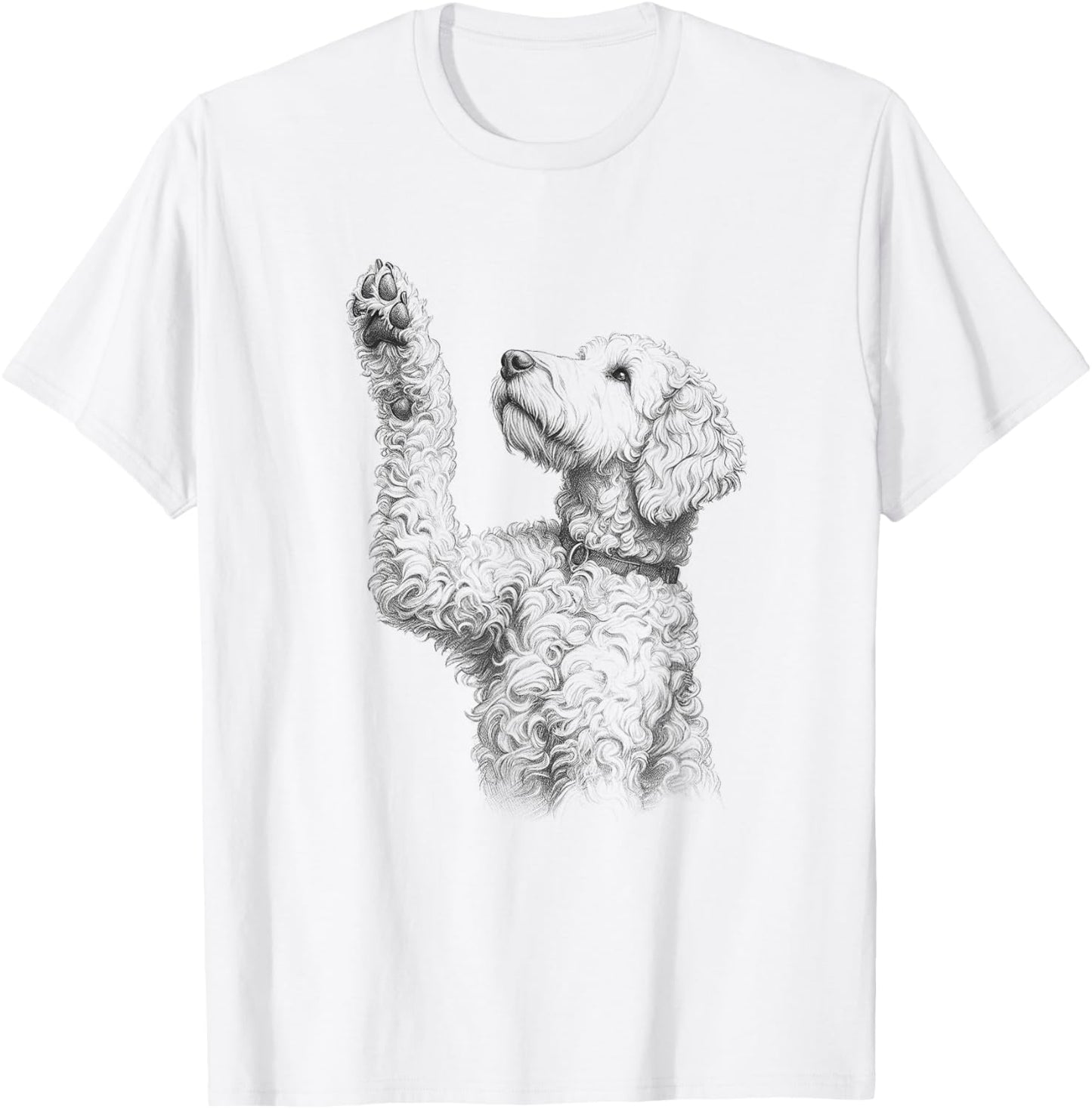 Labradoodle Dog Raising Paw Design T-Shirt