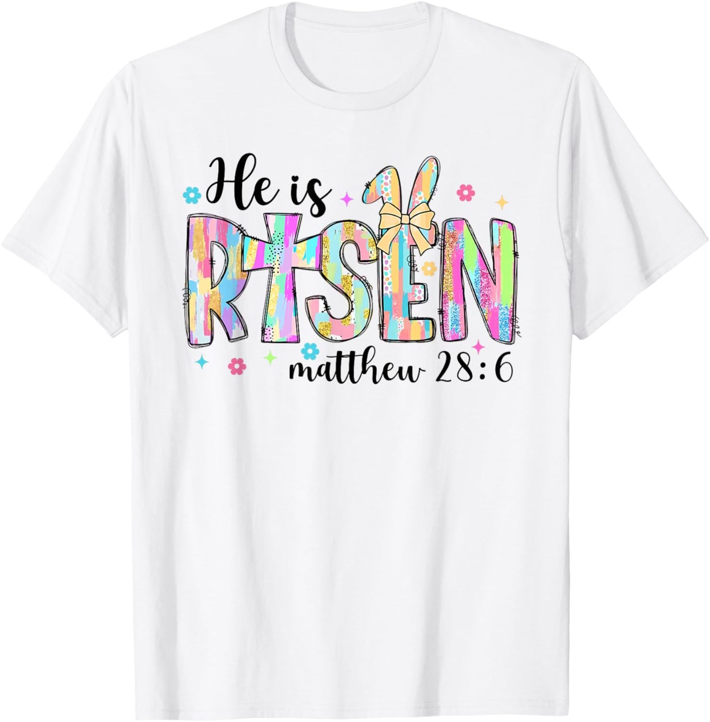 Retro He Is Risen God Jesus Religious Christian Easter Bunny T-Shirt