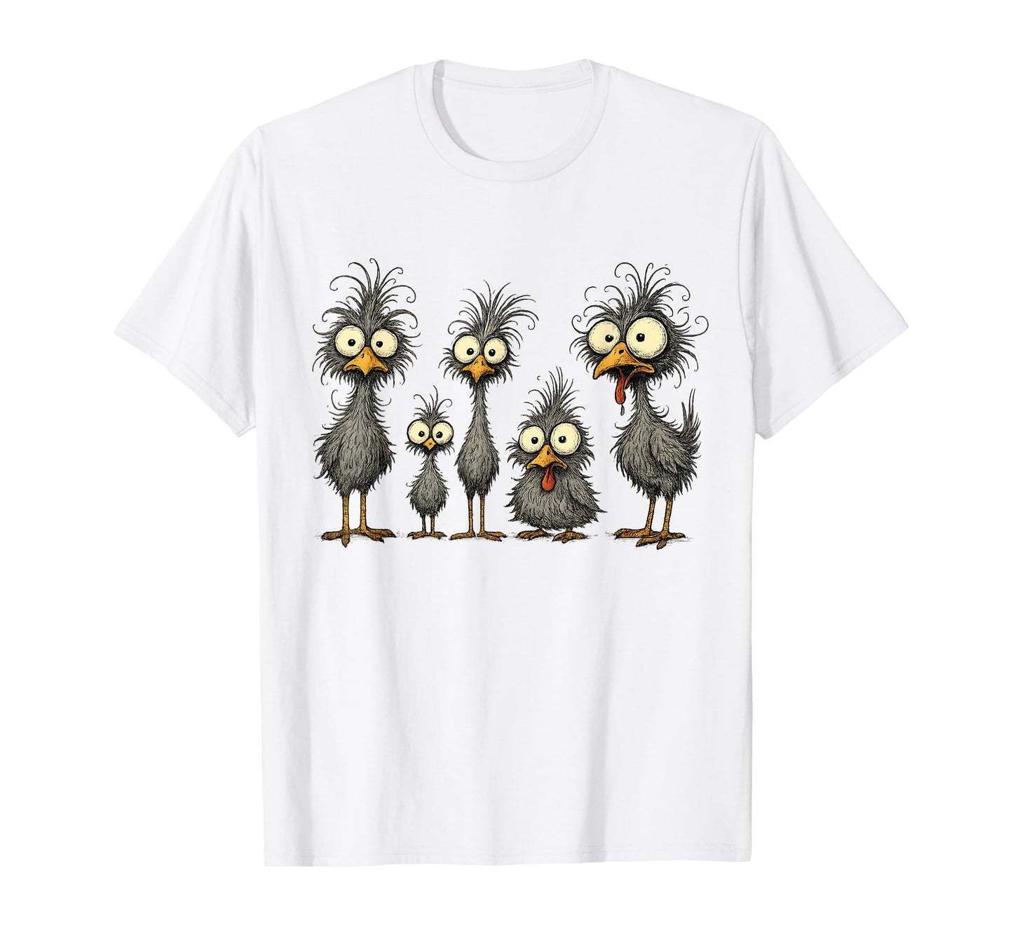 Funny Crazy Chicken Family Cartoon Cute Colorful Chicken Art T-Shirt