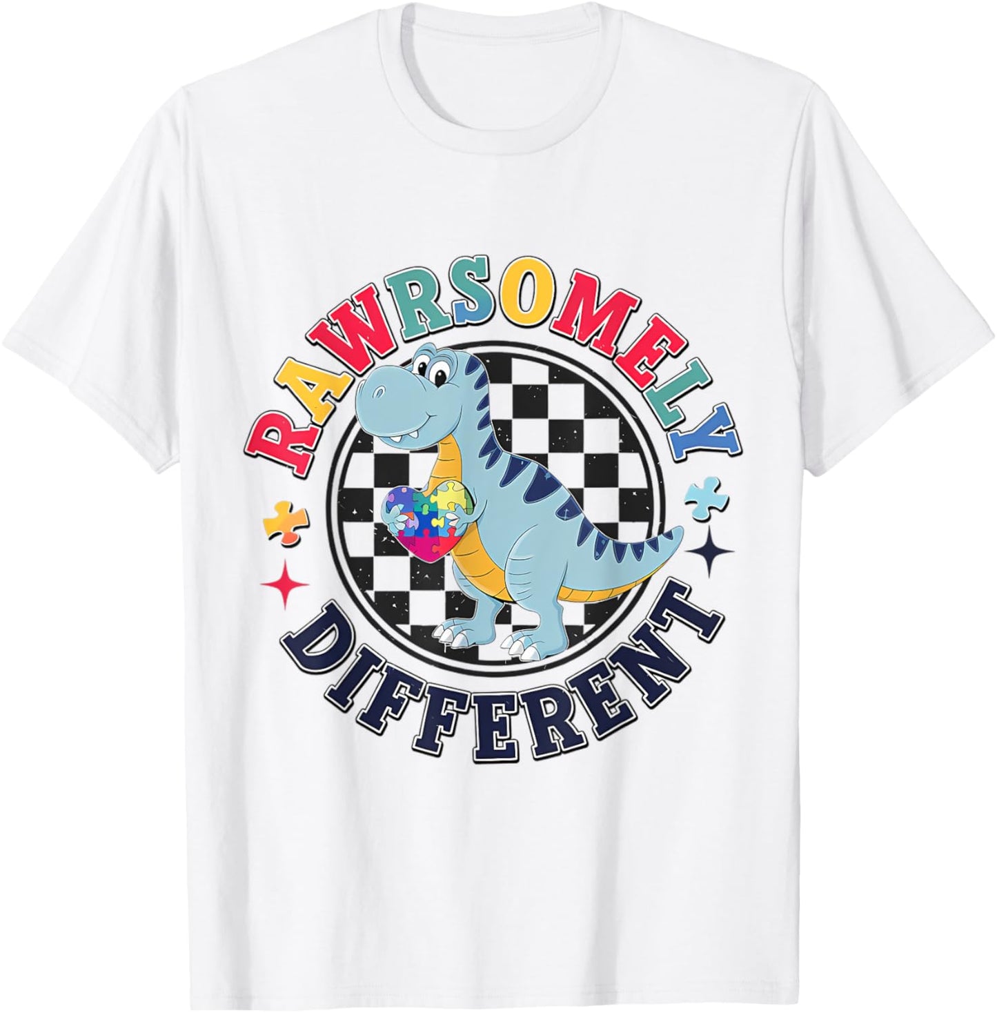 Rawrsomely Different Autism Funny Dinosaur Autism For Son T-Shirt