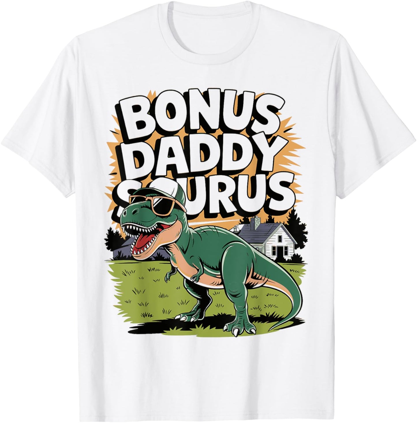 Bonus Daddysaurus Dinosaur Retro Sunset Design T-Shirt