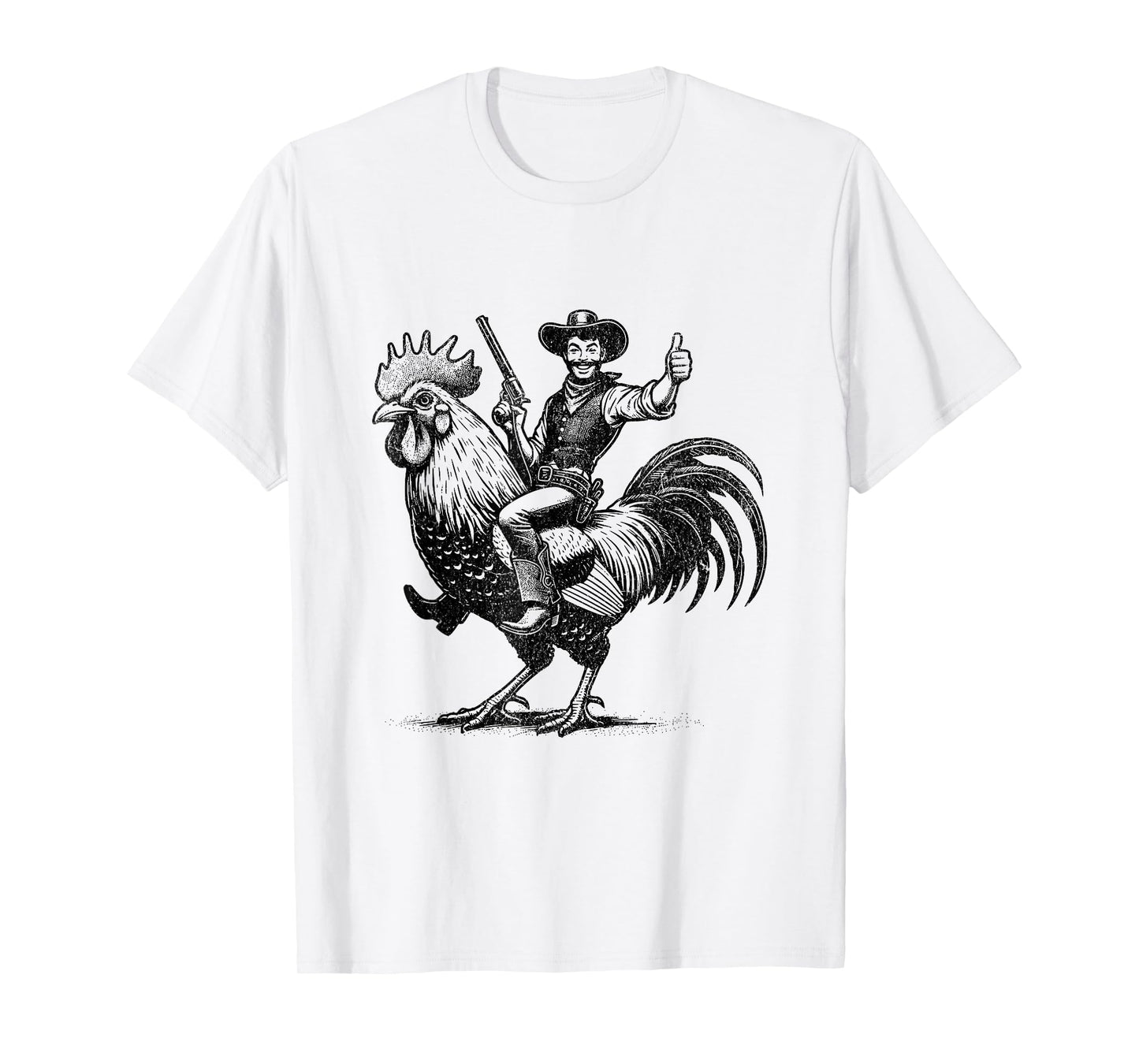 Funny Vintage Cowboy Riding Chicken T-Shirt