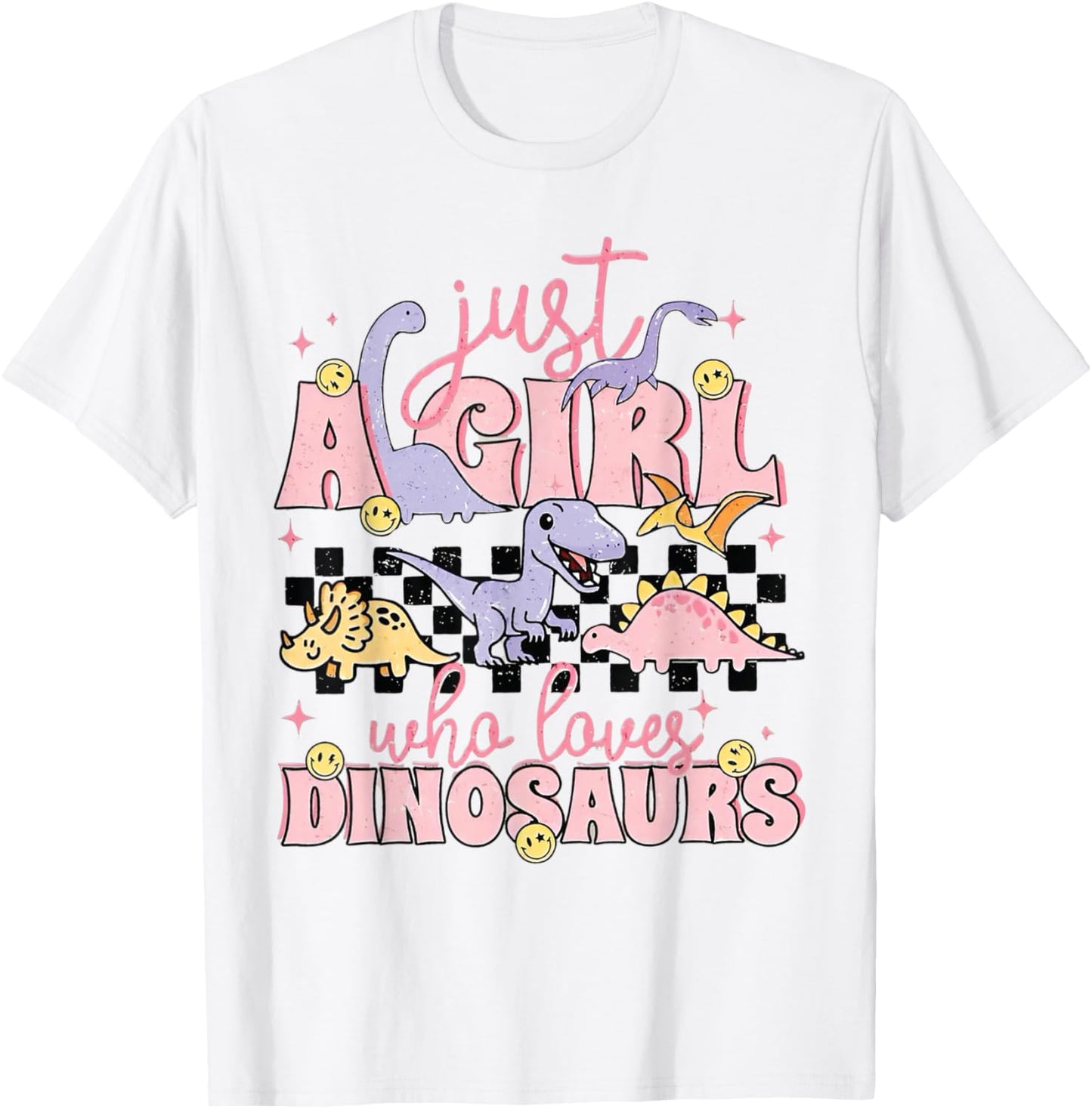 Just A Girl Who Loves Dinosaurs Retro Sunset Pink Text Women T-Shirt