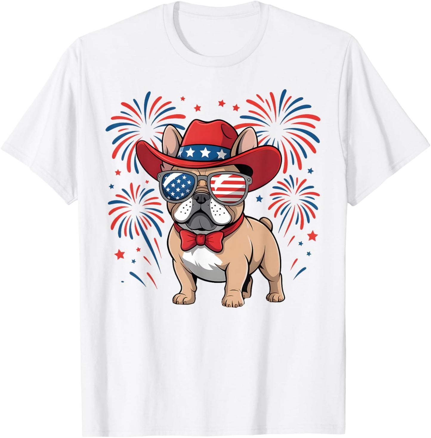 Patriotic French Bulldog Cowboy 4th of July USA Celebration T-Shirt