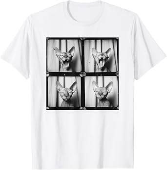 Hairless Sphynx Cat Lover Pet Portrait Funny Yawning Cat T-Shirt