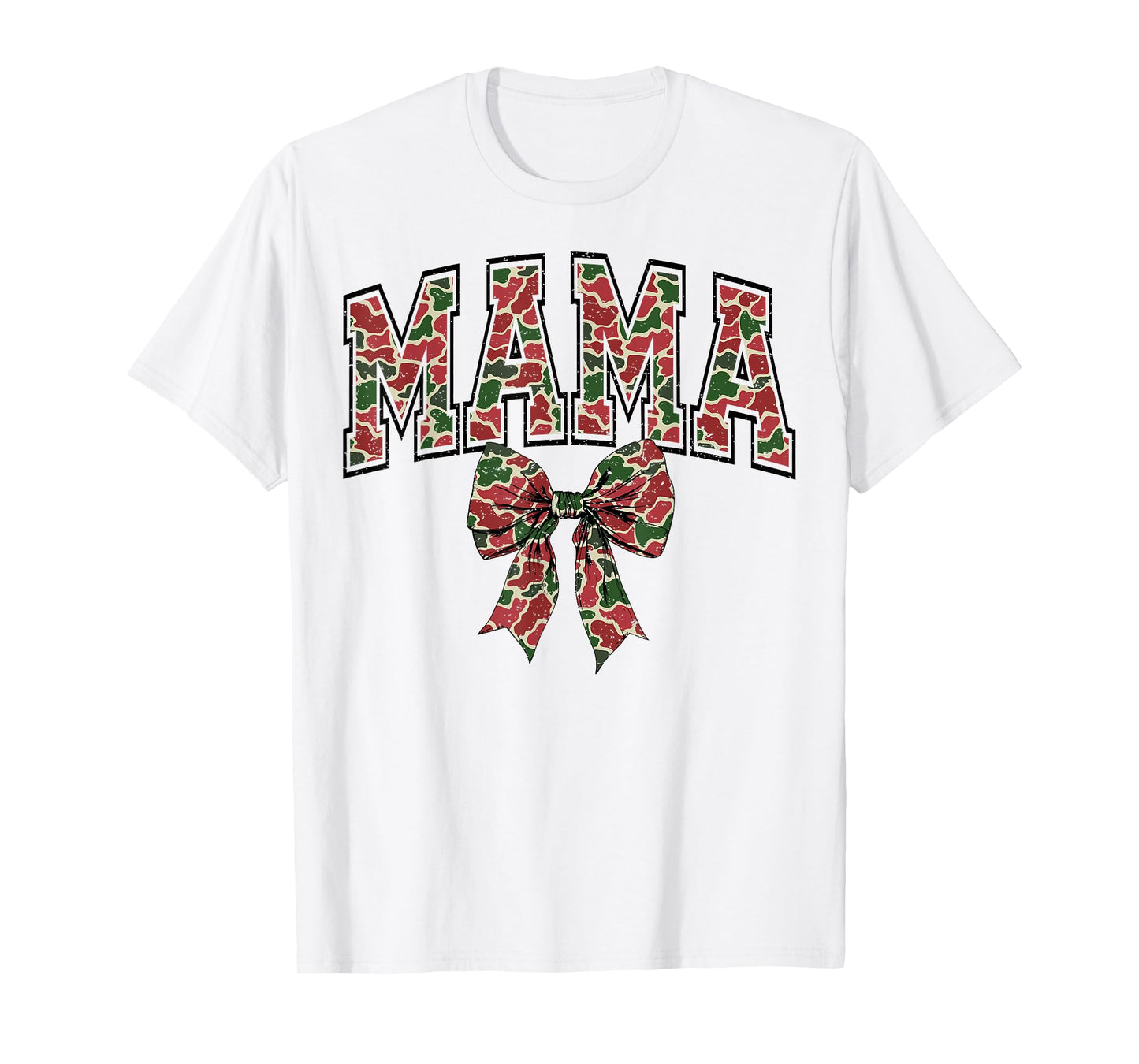 Hunting Mama Camouflage Old Camo Coquette Bow Mother's Day T-Shirt