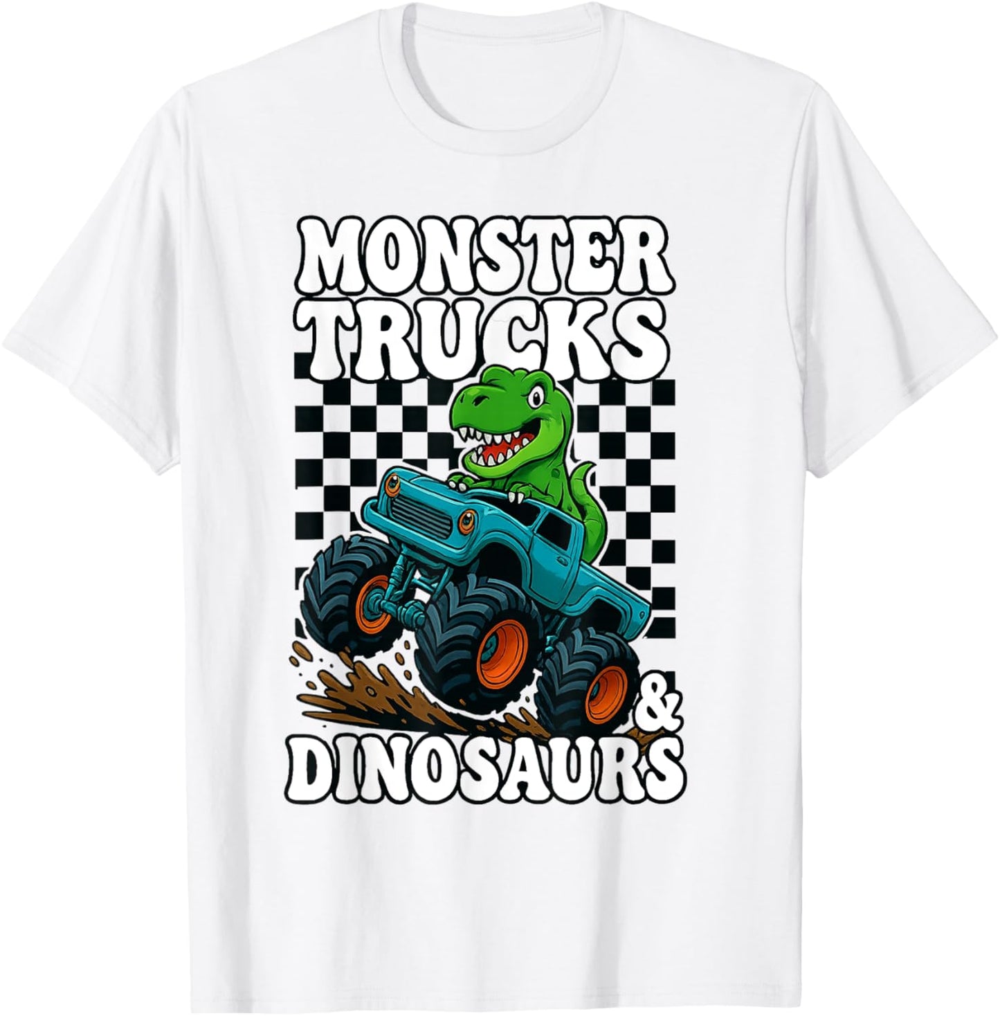 Monster Trucks and Dinosaurs Monster Truck Retro Truck T-Rex T-Shirt