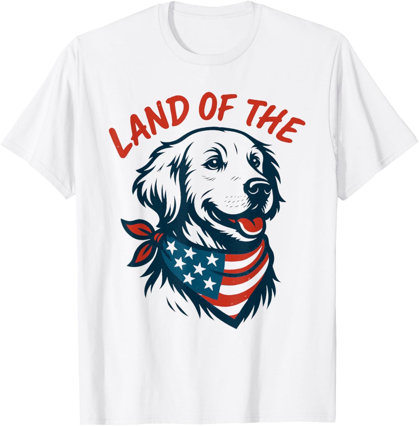 Golden Retrievers Merica Dog Land 4th July Patriotic T-Shirt