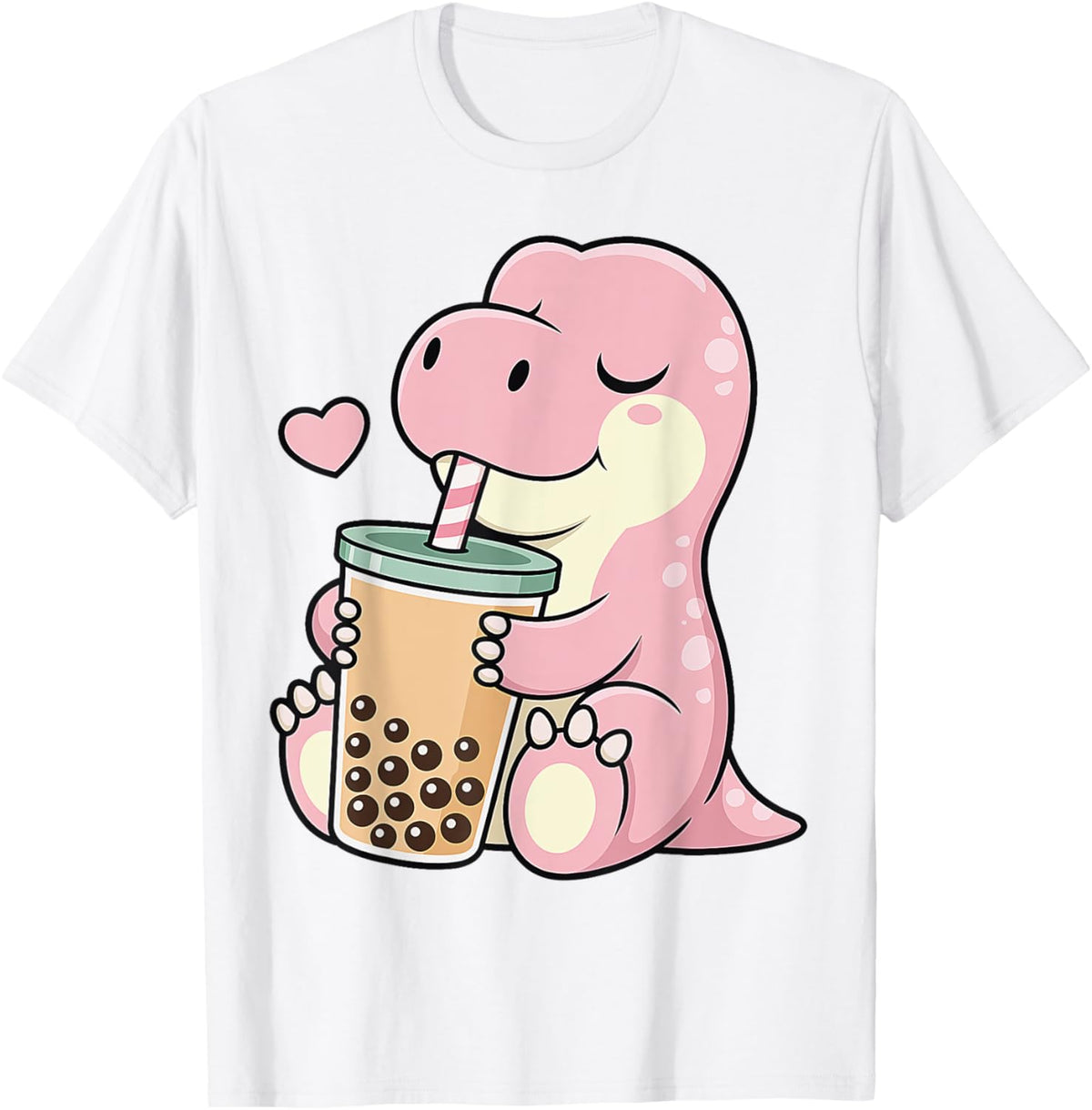 Girls Dinosaur Drink Bubble Tea Kawaii Toddler Girl Dinosaur T-Shirt