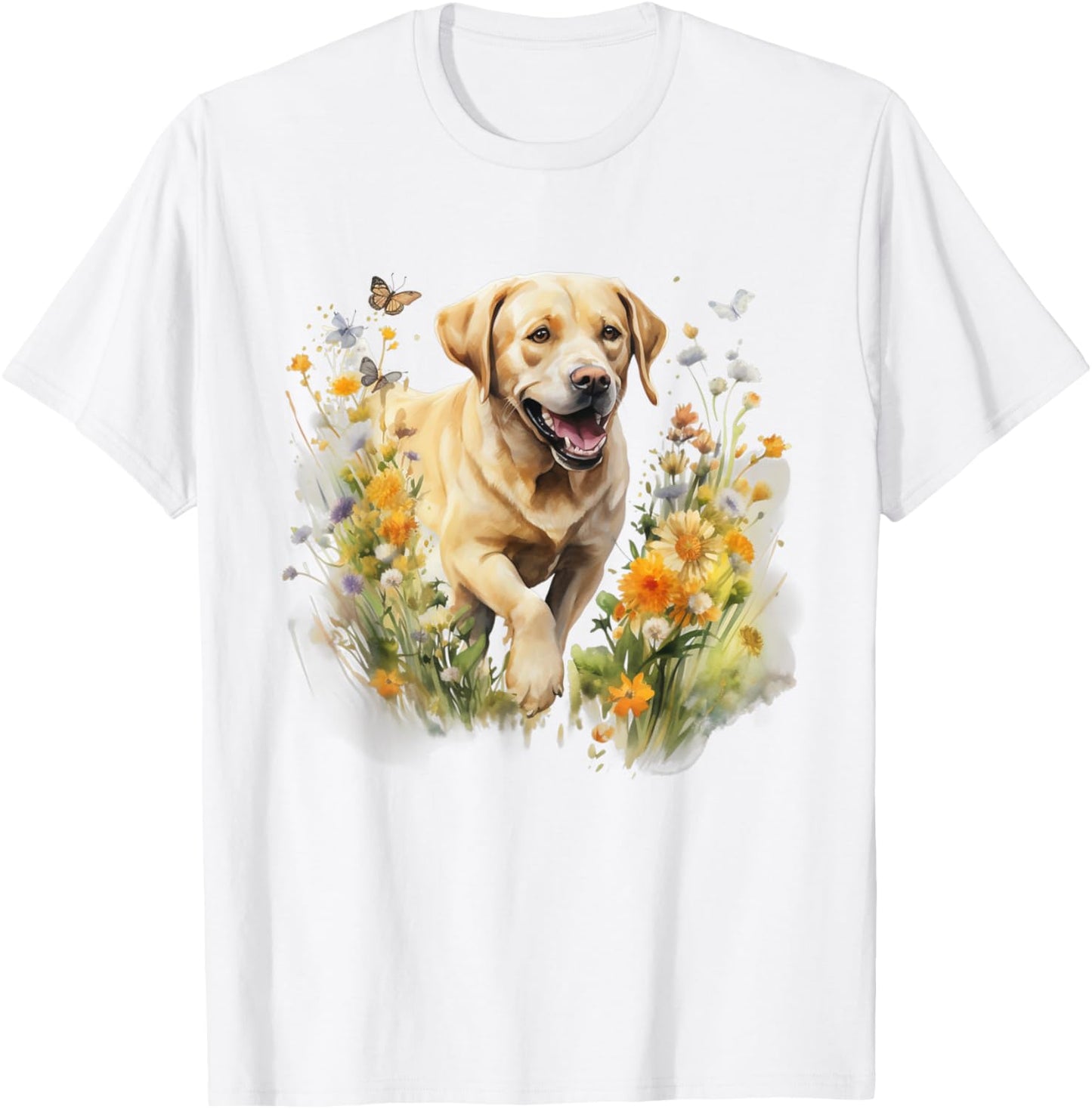 Floral Wildflower Dog Labrador Retriever T-Shirt