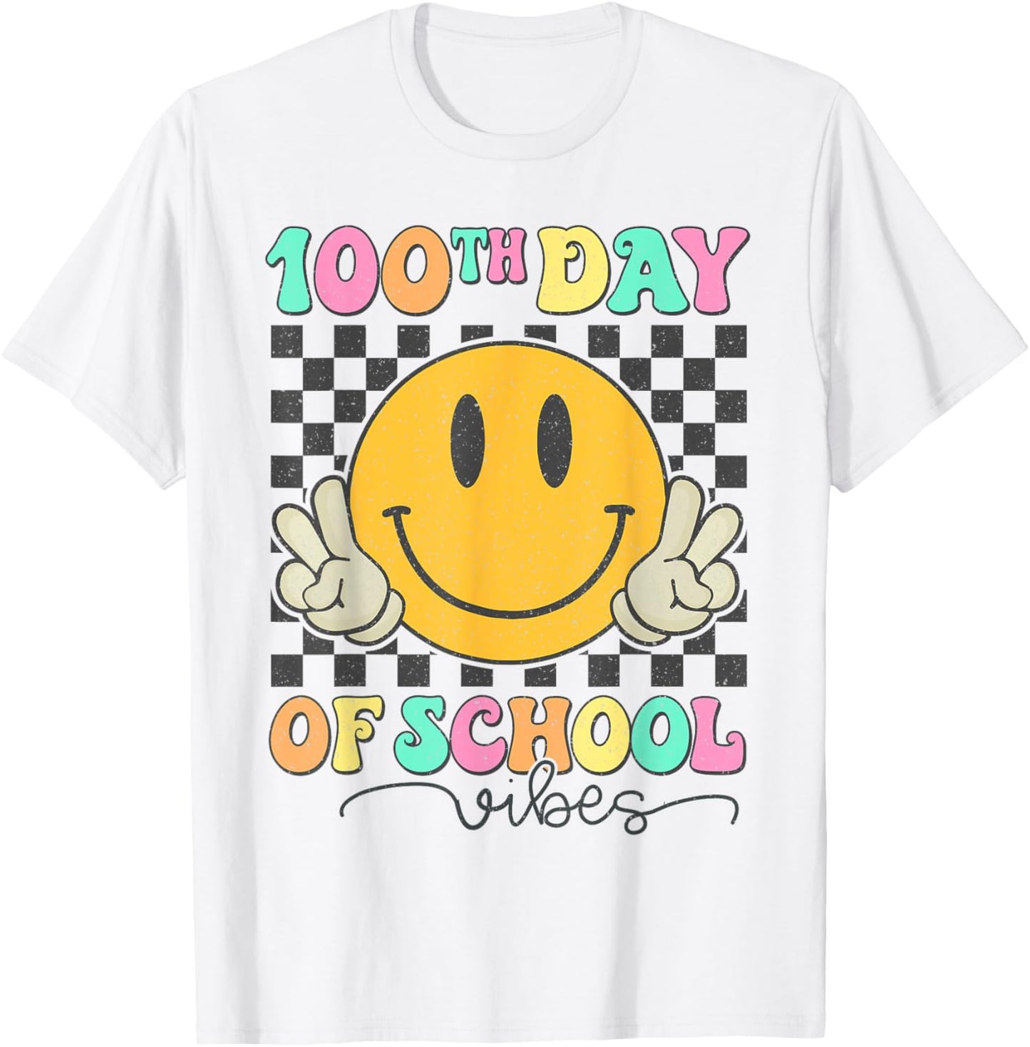 100th Day of School Vibes Cute Smile Face 100 Days of School T-Shirt