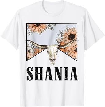 Shania Bull Skull Western Country Shania Cowgirl Howdy T-Shirt