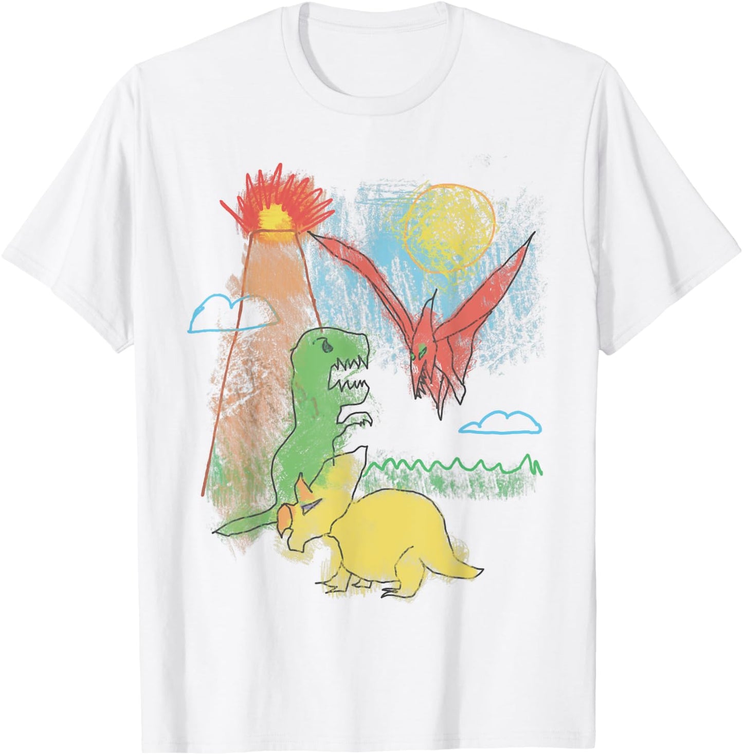 Childhood Dinosaur Crayon Drawing T-Shirt T-Shirt