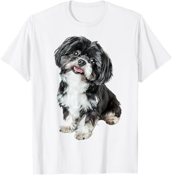 Shih Tzu Dog Motif Pet Artwork Shih Tzu Men Women Kids T-Shirt