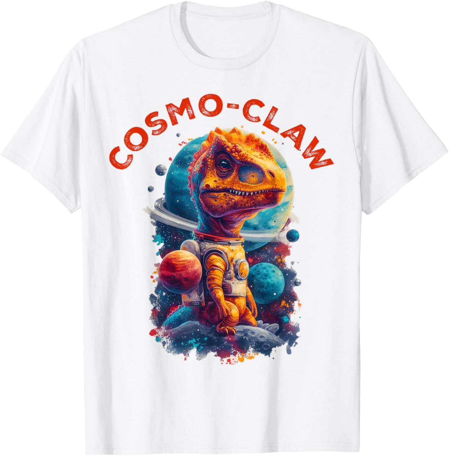 Cosmo-Claw Funny Dinosaur Space Lover Retro Dino Astronaut T-Shirt