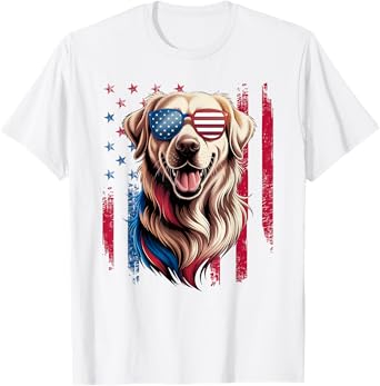 American Flag Patriotic Golden Retriever 4th Of July T-Shirt