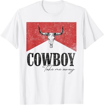 Vintage Leopard Bull Skull Cowboy Take Me Away T-Shirt