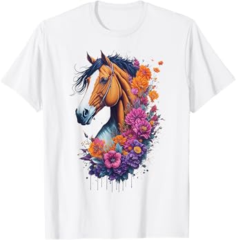 Flower Horse Spring Nature Horse Lovers For Women & Men T-Shirt