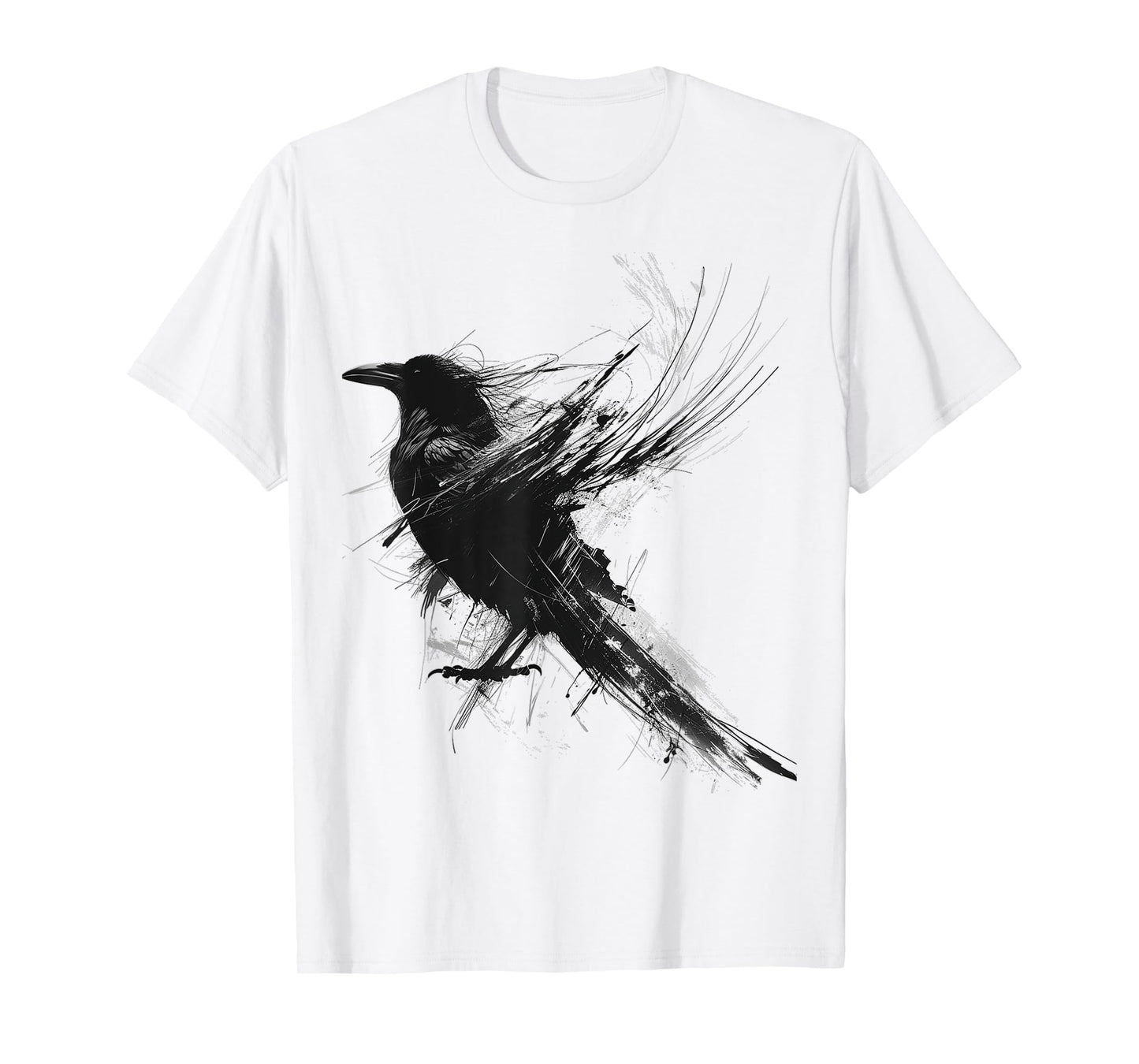 Raven Abstract Drawing Animal Art Painting Graphic Raven T-Shirt