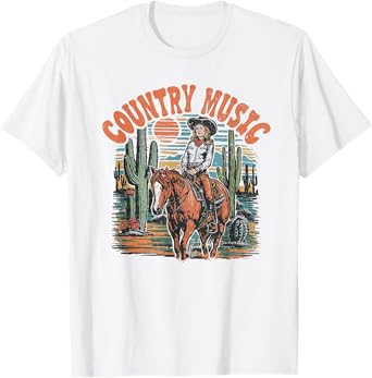 Cowgirl Horseback Western Life Rodeo Country Music T-Shirt