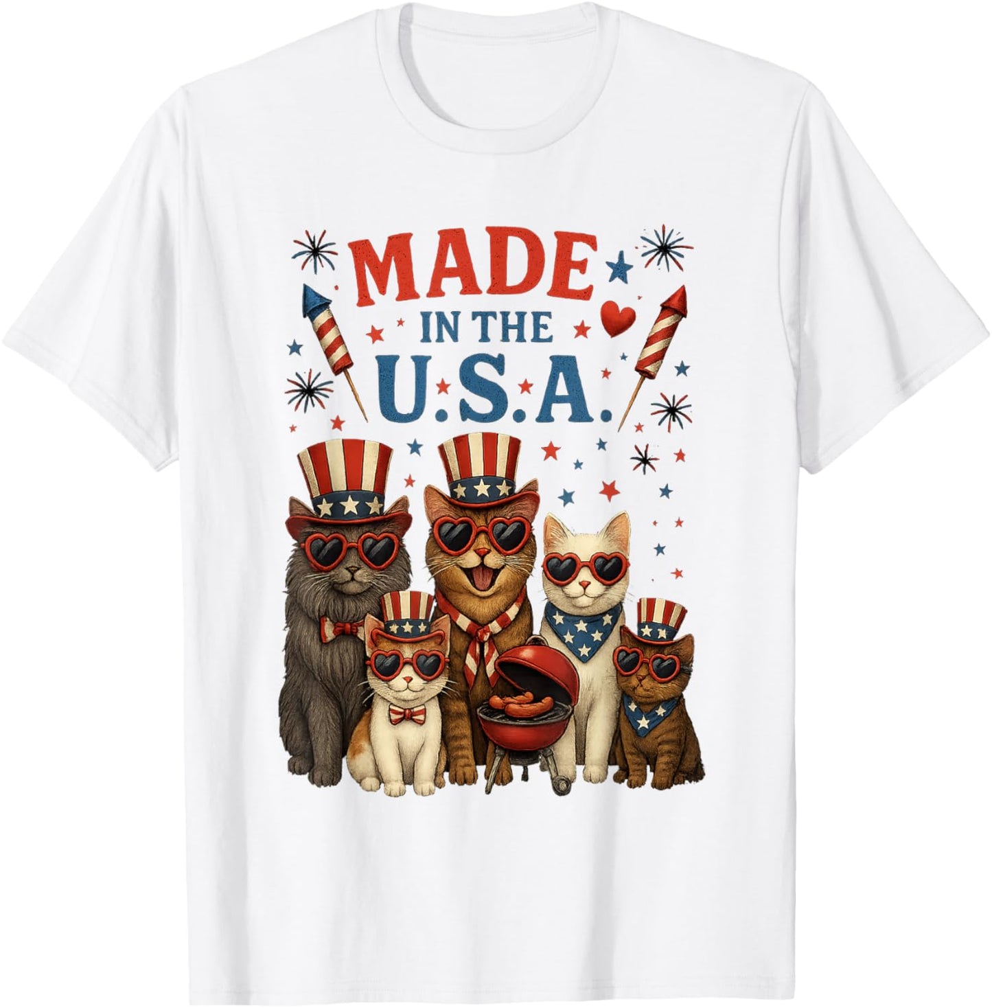 Made In The USA Dog Cat Patriotic US Flag 4th Of July T-Shirt