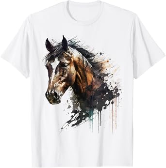 Horse riding art animal print horse motif horse T-Shirt