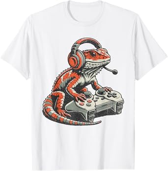 Bearded Dragon Video Gaming Funny Gamer Animal Men Boys Kids T-Shirt