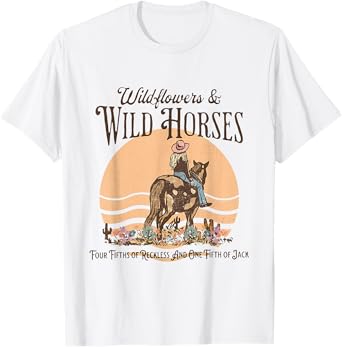 Wildflowers & Wild Horses Western Cowgirl Cowboy T-Shirt