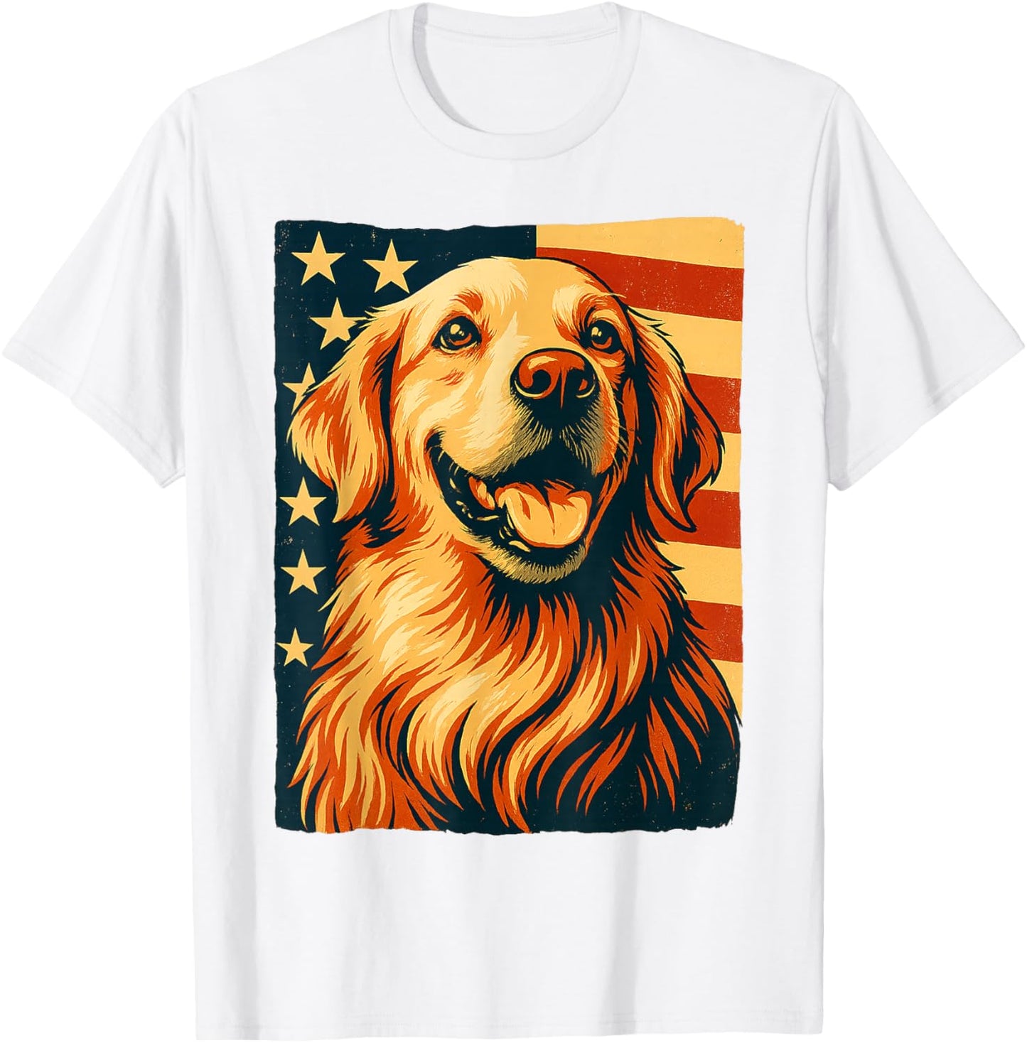 Golden Retriever 4th of July American Flag T-shirt