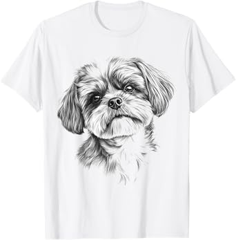 Shih Tzu Dog Motif Pet Illustration Shih Tzu T-Shirt