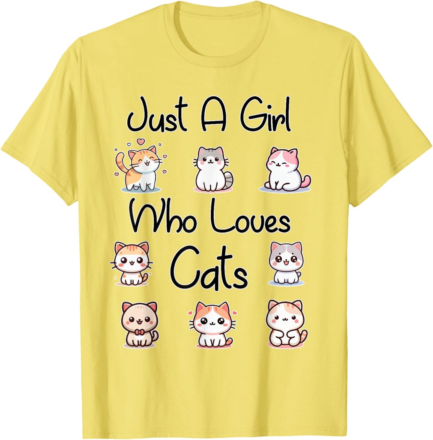 Toddler Just A Girl Who Loves Cats Women Kids Cute Kitty Cat T-Shirt
