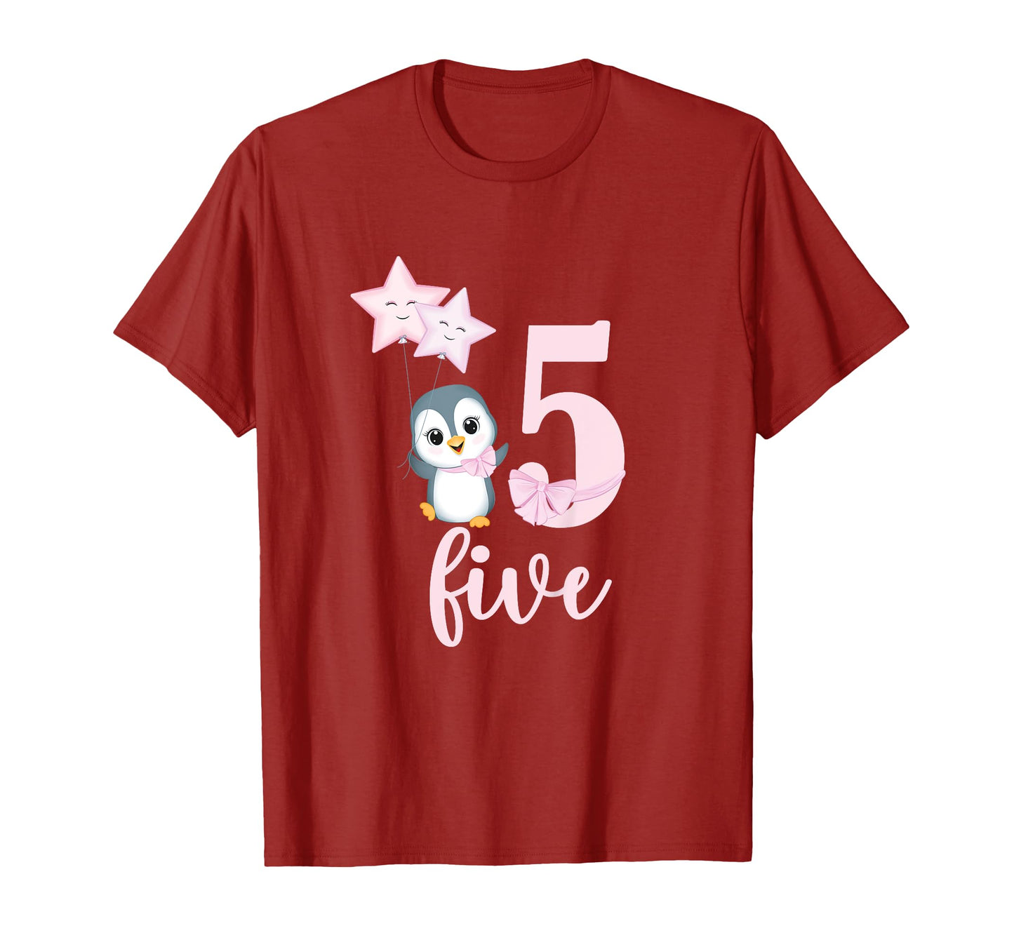 5th Penguin Birthday Party Five Year Old Girl Penguin T-Shirt