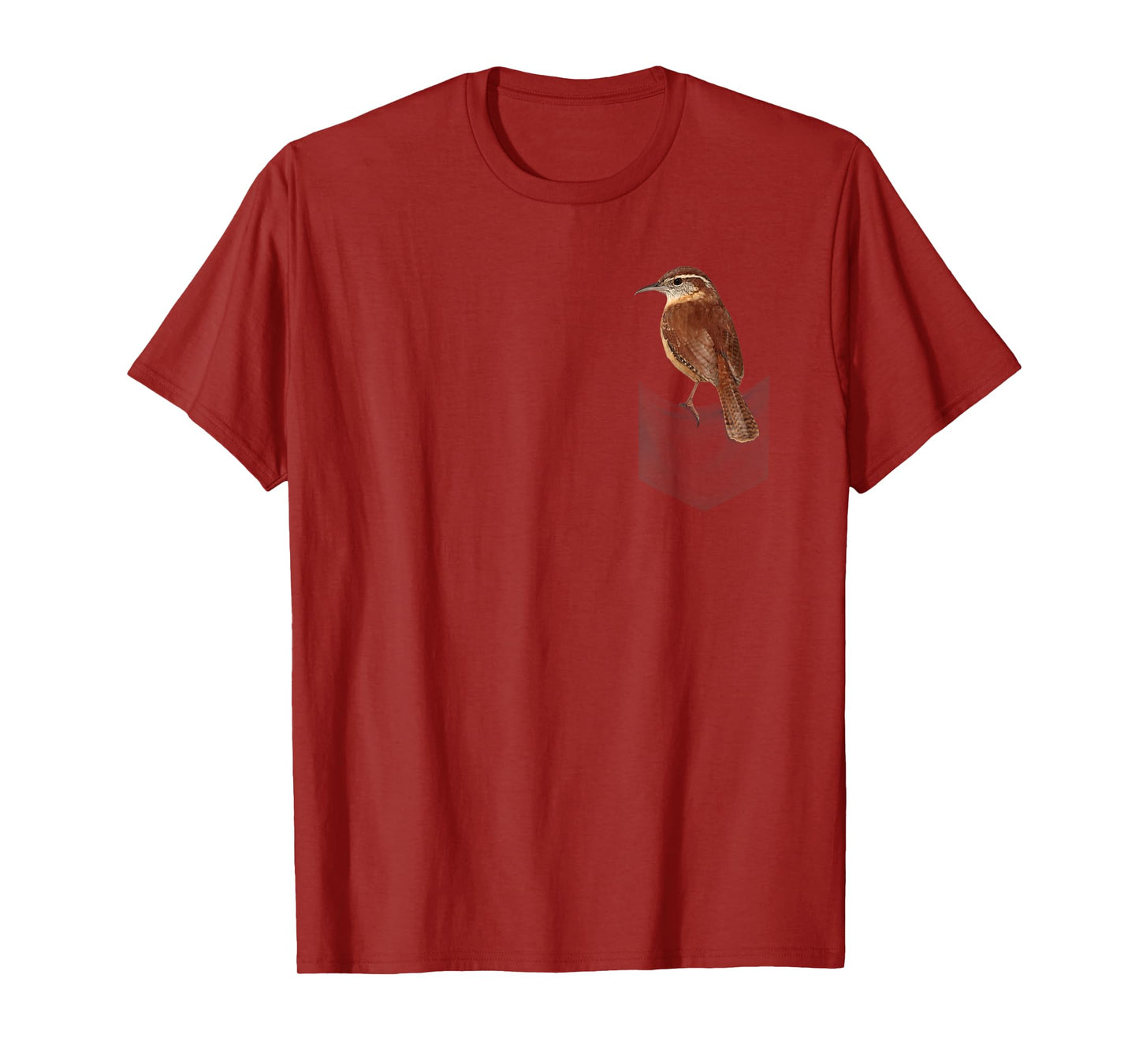 Carolina wren bird on fake pocket on chest T-Shirt