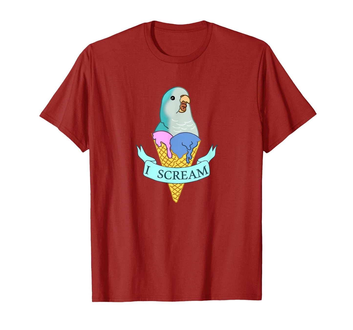 I scream Quaker Parrot, Funny Ice cream Blue Monk Parakeet T-Shirt