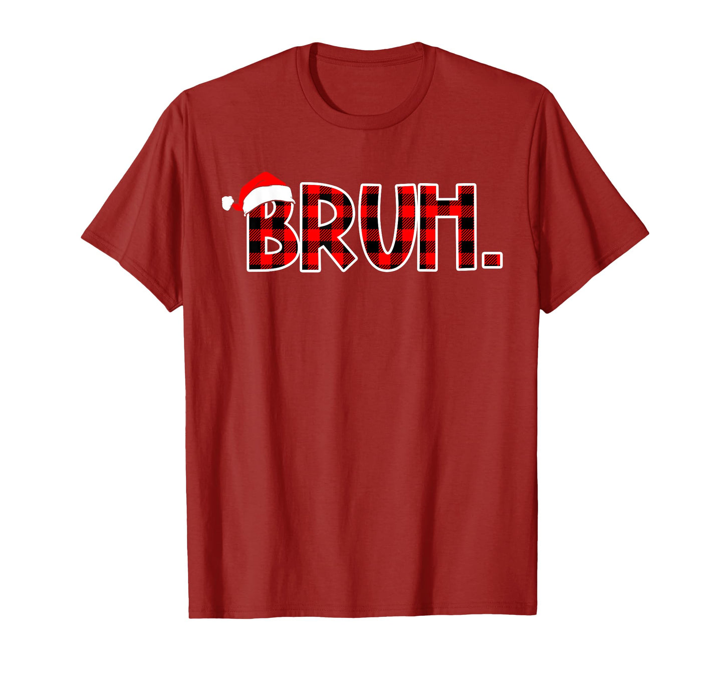 Bruh Funny Christmas Buffalo Plaid Boys Kids Xmas Pajamas T-Shirt