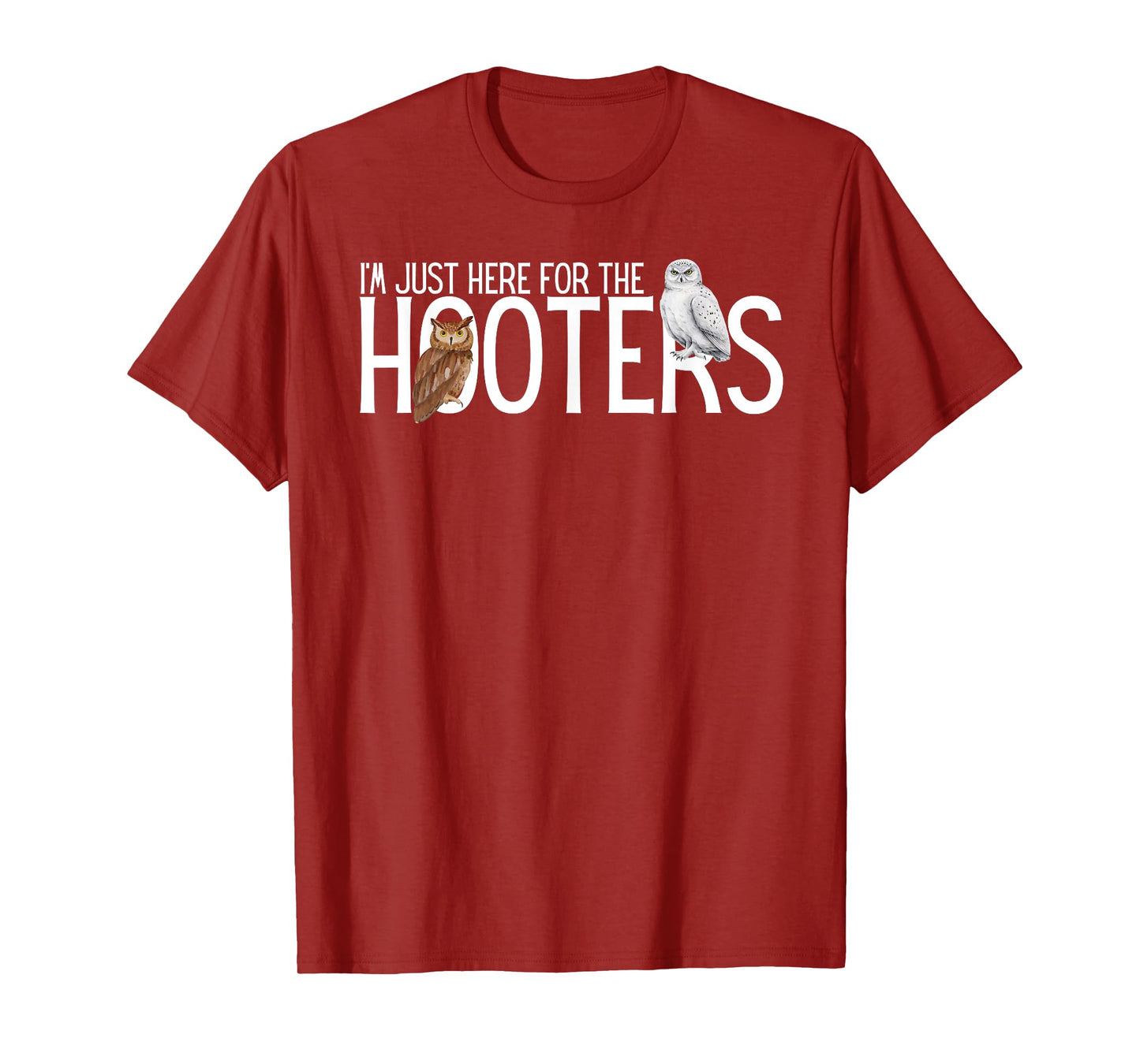 Funny Owl Shirts I'm Just Here for the Hooters Unisex-Adults Birdwatcher Humor Owl Graphic T-Shirt Black Small