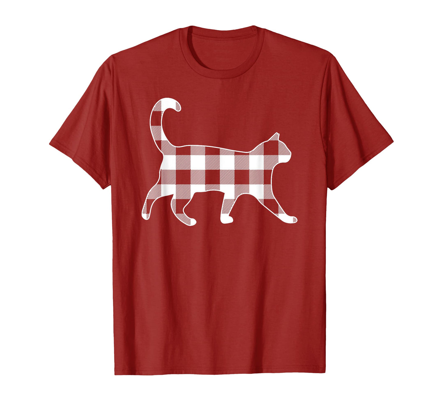 Cat Black & White Buffalo Plaid Merry Christmas T-Shirt