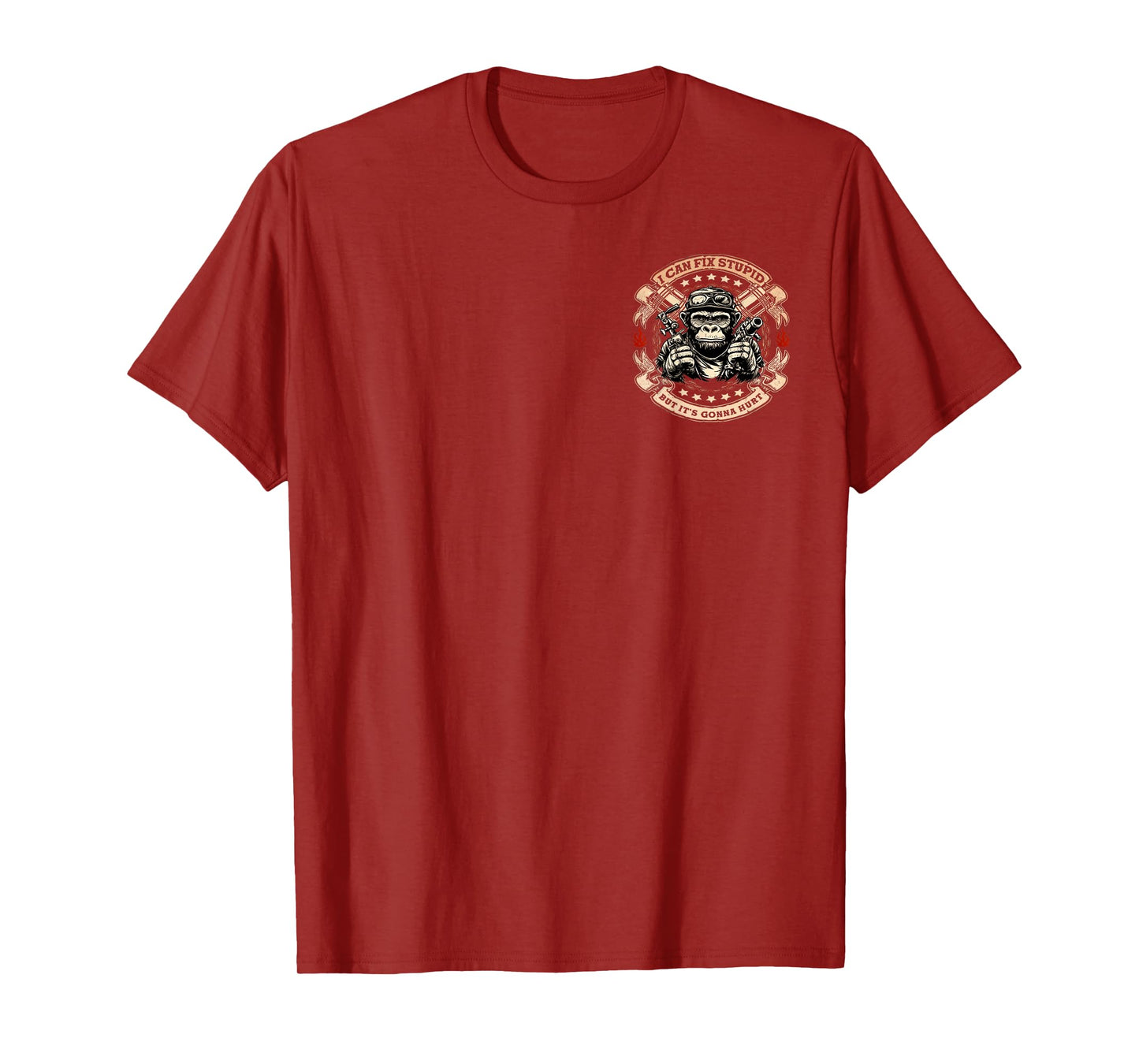 (2 sided) I Can Fix Stupid But It's Gonna Hurt Monkey Funny T-Shirt