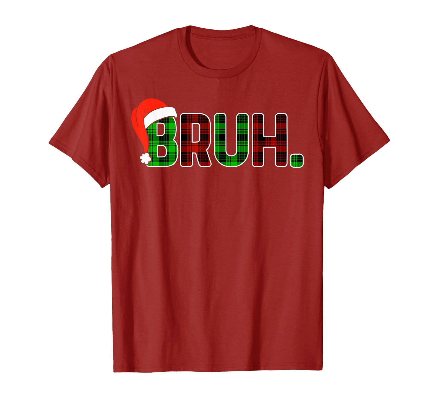 Bruh Funny Christmas Buffalo Plaid Boys Kids Pajamas Xmas T-Shirt