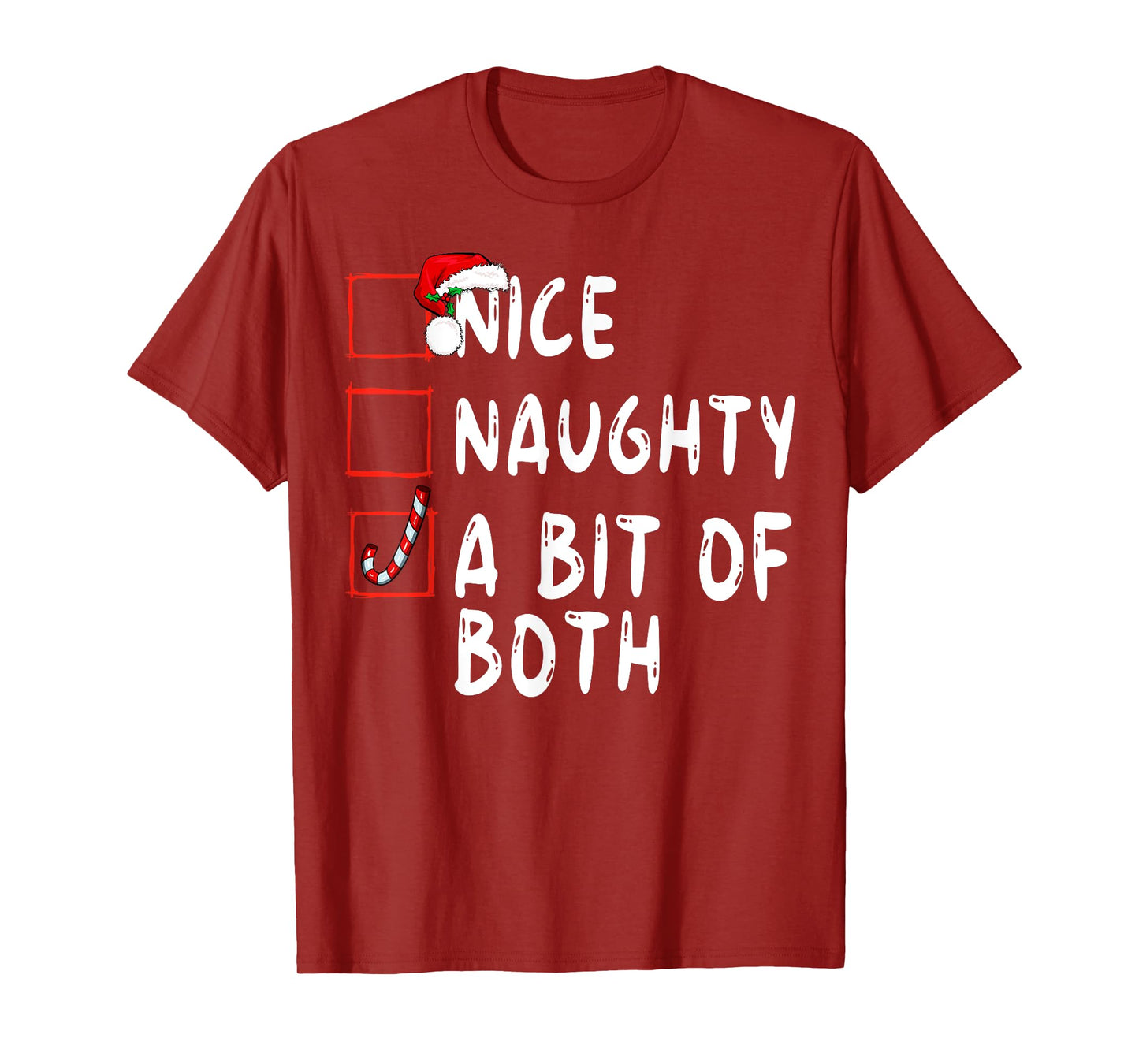 Nice Naughty A Bit Of Both Christmas Xmas Santa Claus T-Shirt