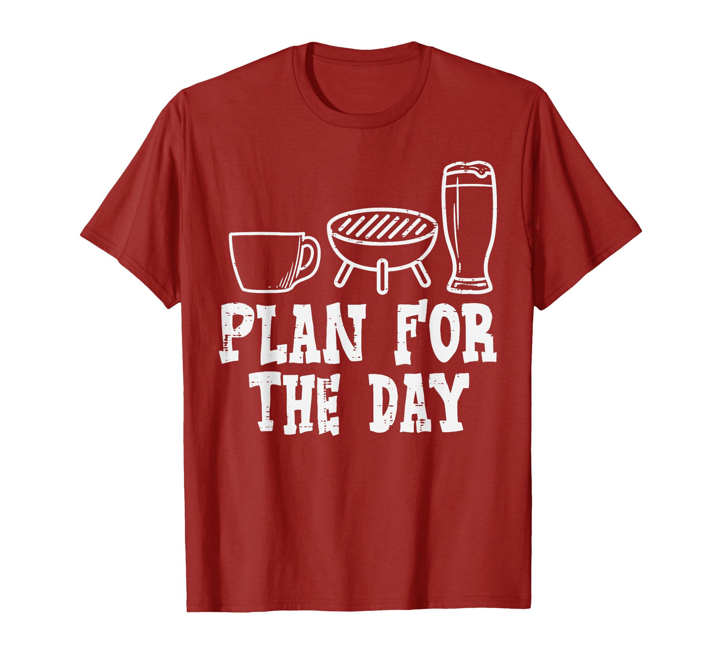 Plan For The Day Coffee Bbq Funny Barbecue Grilling Dad Men T-Shirt