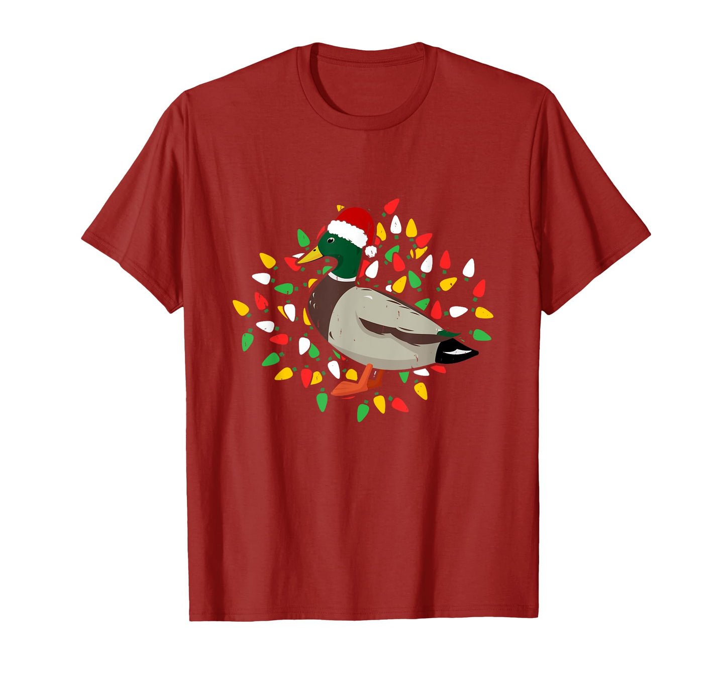 Holiday Xmas Lighting Santa Hat Mallard Duck Bird Christmas T-Shirt