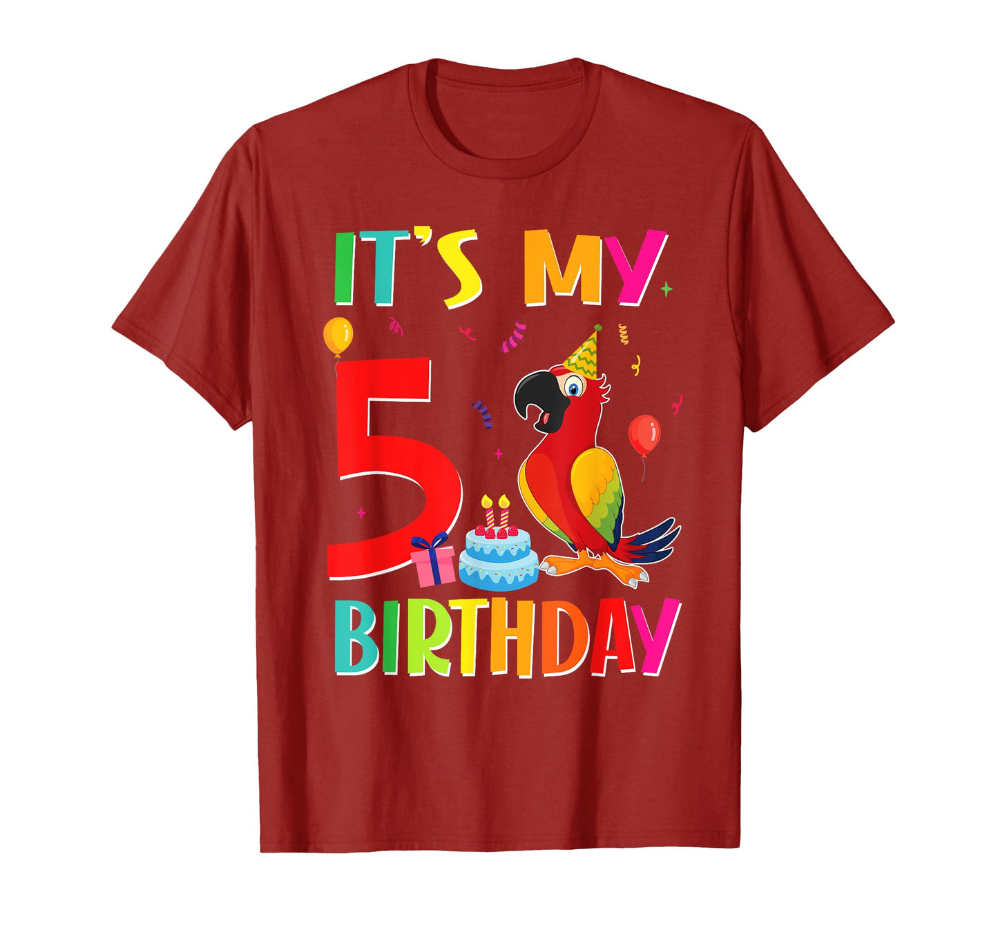 Its My 5th Birthday Parrot Bird Lover 5 Years Old T-Shirt