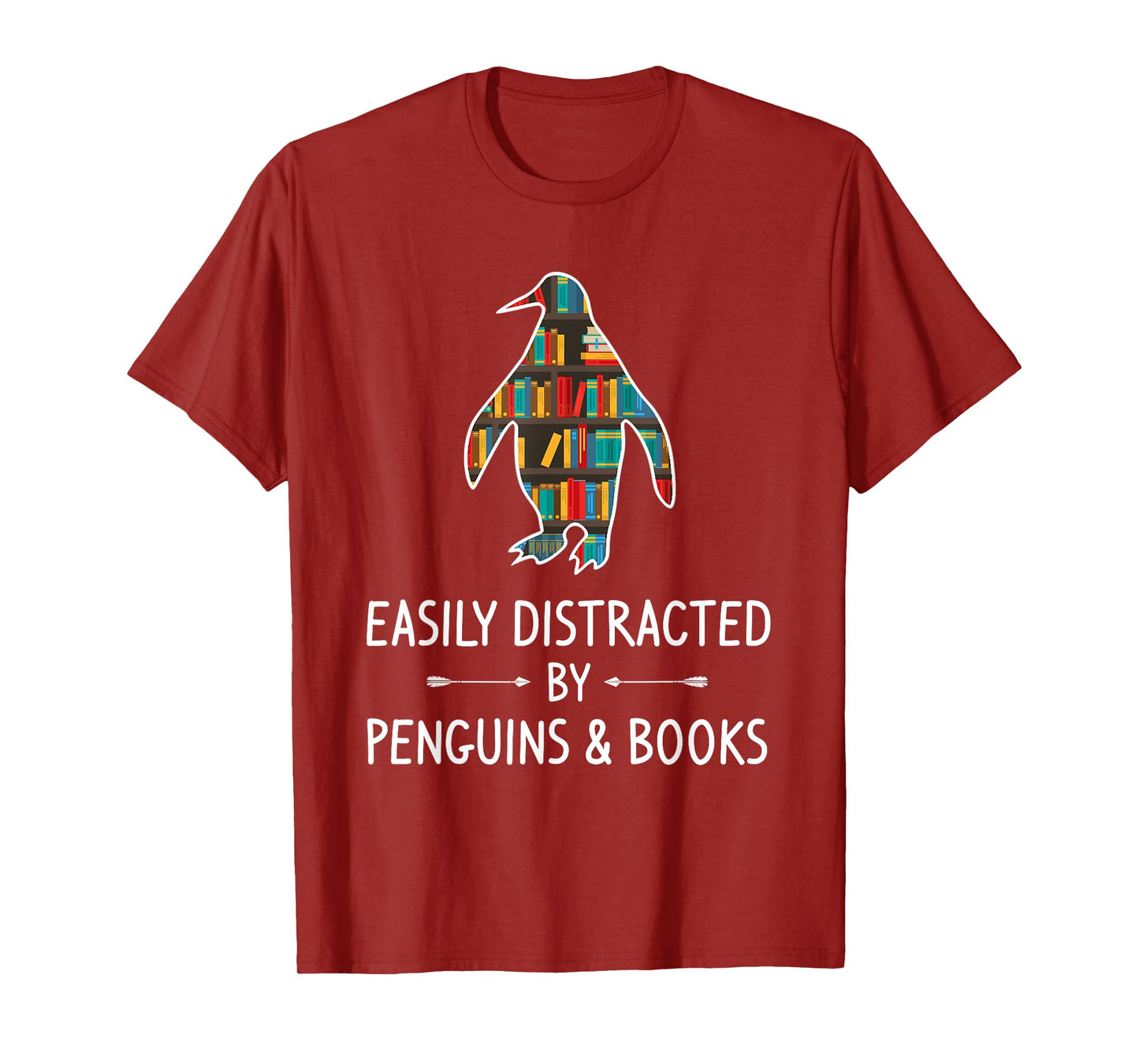 Easily Distracted By Penguins & Books Lover Gift Bird Animal T-Shirt