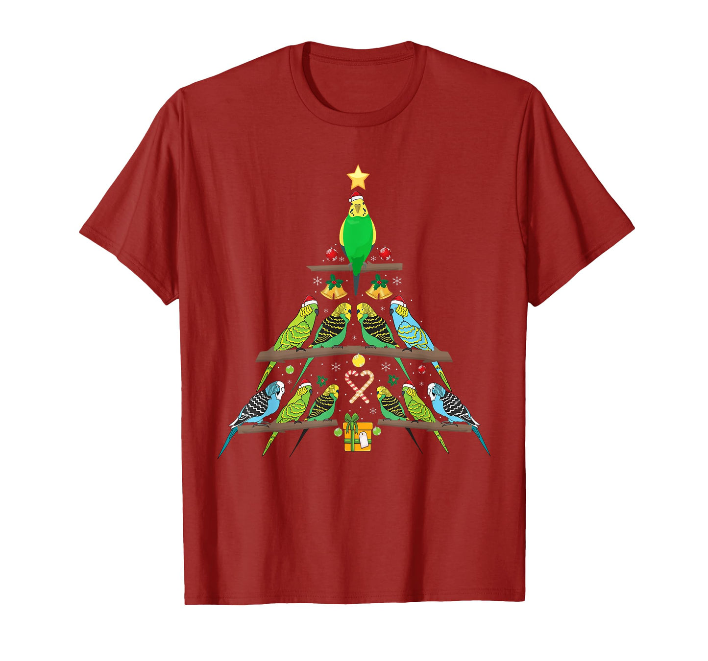 Budgie Christmas Tree Bird Christmas T-Shirt