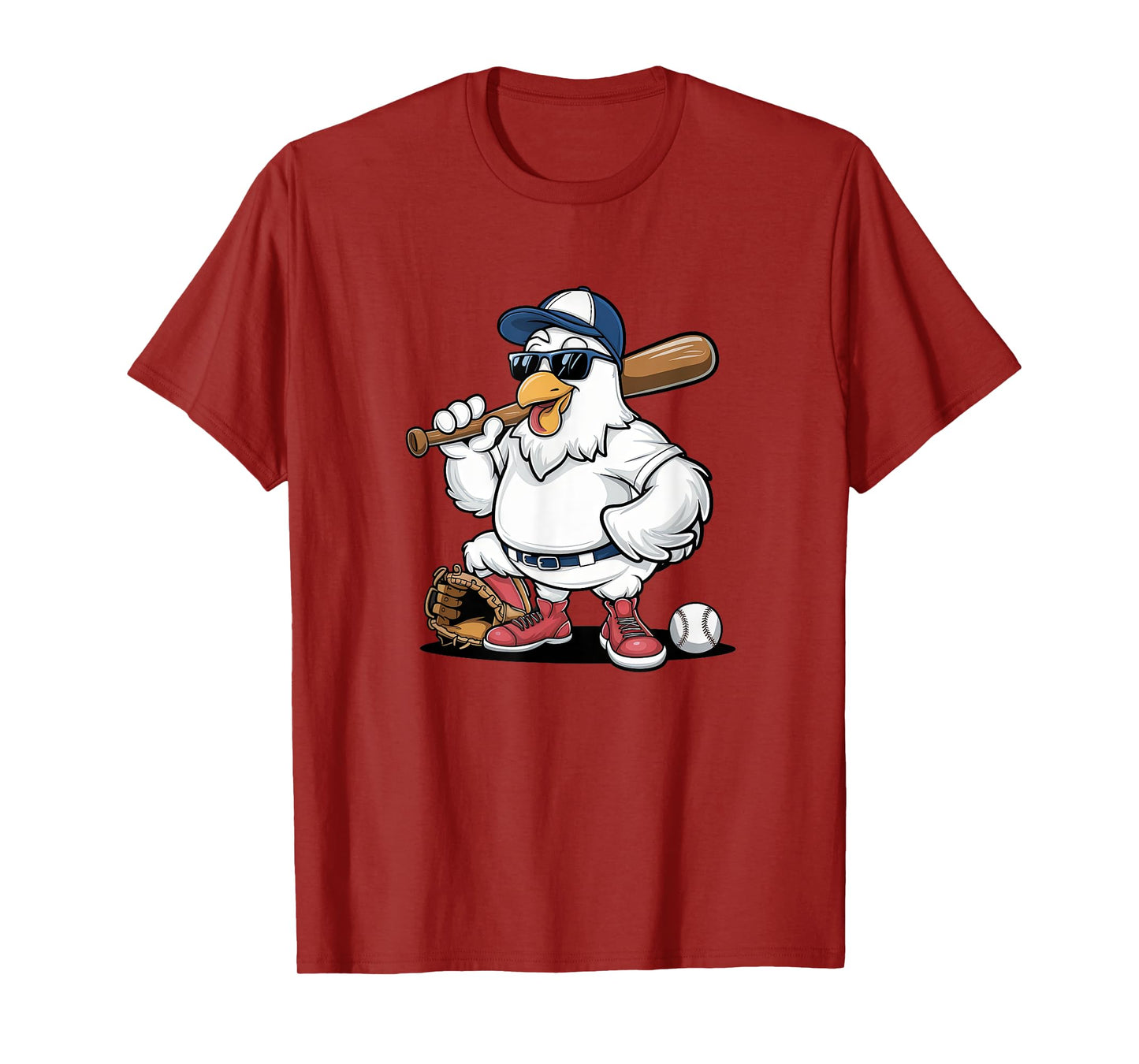 Baseball Playing Chicken Funny Sports Design T-Shirt