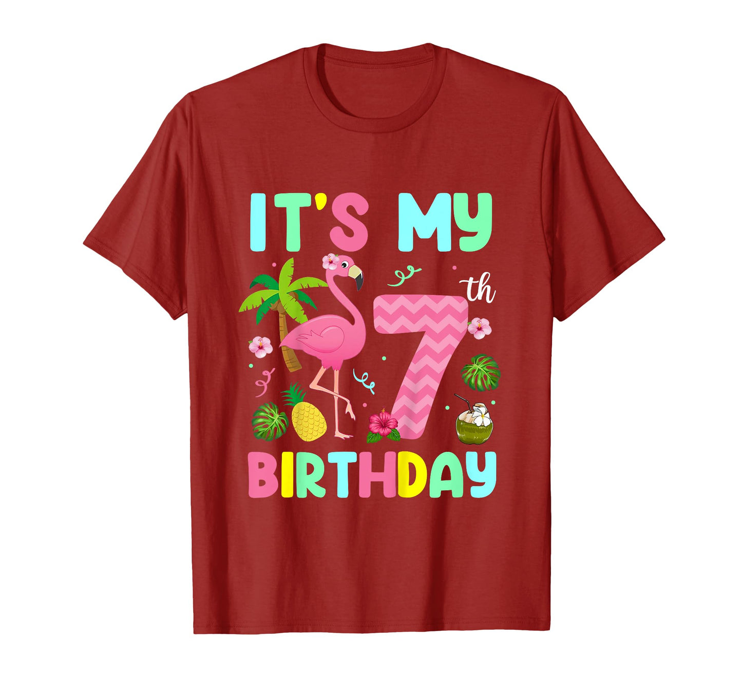 It's My 7th Birthday Flamingo Shirt Hawaii 7 Yrs Old Girl T-Shirt